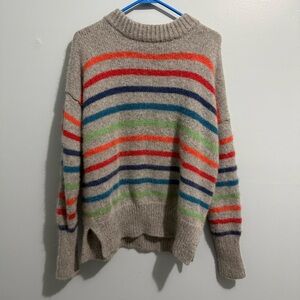 La Ligne Grey Sweater with Colorful Stripes size medium